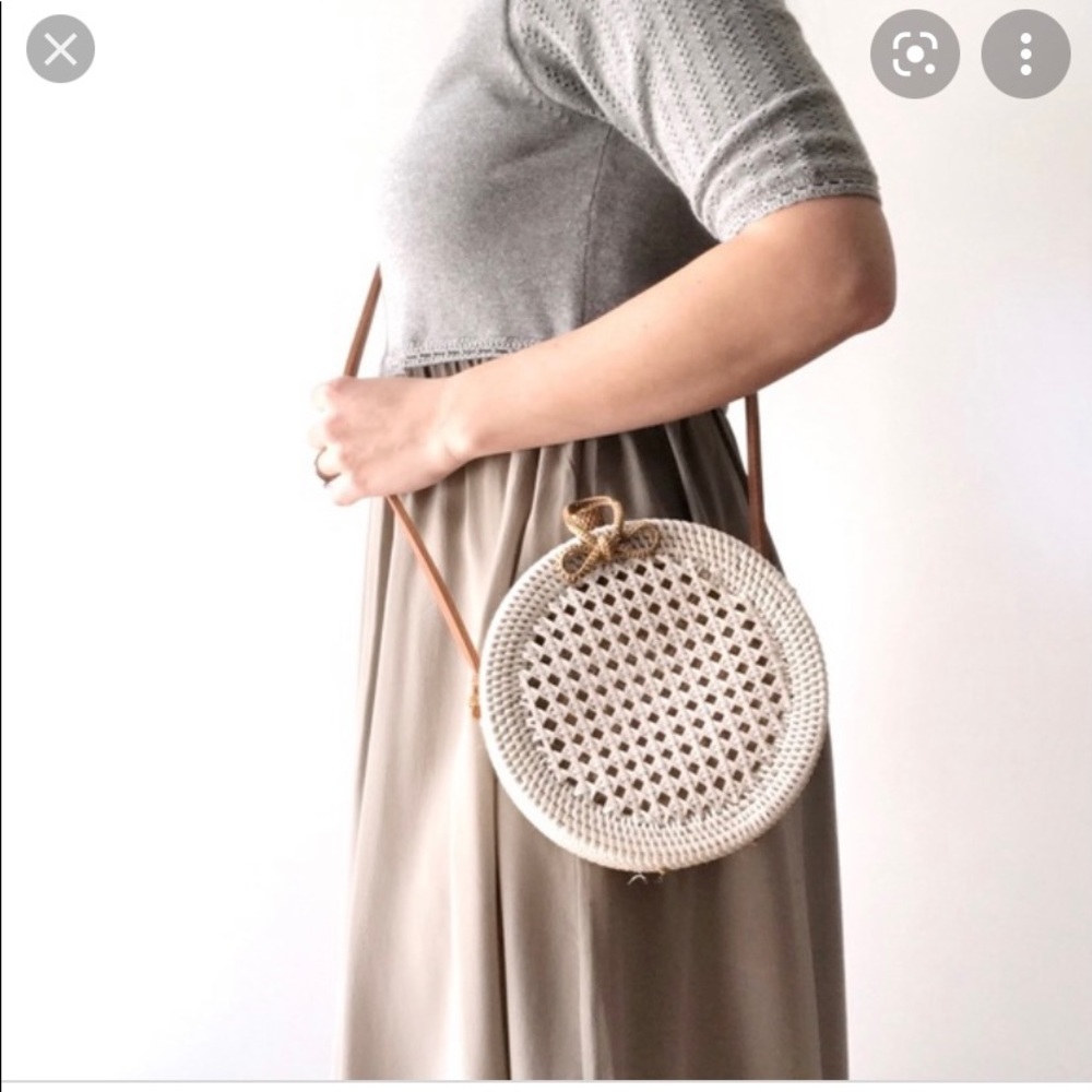 Anthropology white whicker bag